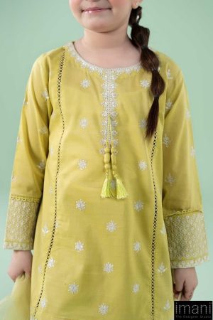 Mariab Kids Lime Green Embroidered Dobby Lawn Suit Mbkd-Ef2541Lg 14 Mkd Ea2541Greend Imanistudio.com