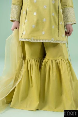 Mariab Kids Lime Green Embroidered Dobby Lawn Suit Mbkd-Ef2541Lg 15 Mkd Ea2541Greene Imanistudio.com