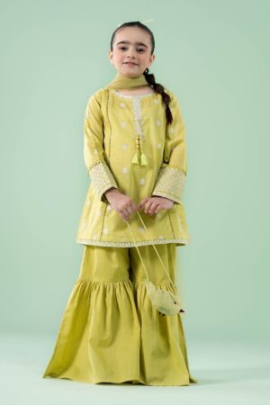 Mariab Kids Lime Green Embroidered Dobby Lawn Suit Mbkd-Ef2541Lg
