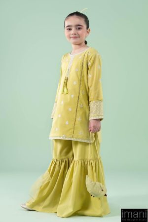 Mariab Kids Lime Green Embroidered Dobby Lawn Suit Mbkd-Ef2541Lg 10 Mkd Ea2541Greeng Imanistudio.com