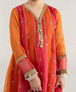 Mariab Kids Orange Embroidered Organza Suit Mbks-Ea2541Og 13 Mks Ea2541Oringeb Imanistudio.com