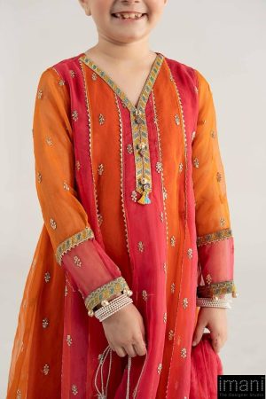 Mariab Kids Orange Embroidered Organza Suit Mbks-Ea2541Og 13 Mks Ea2541Oringeb Imanistudio.com