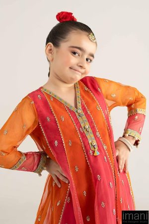Mariab Kids Orange Embroidered Organza Suit Mbks-Ea2541Og 14 Mks Ea2541Oringec Imanistudio.com