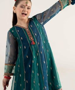 Mariab Kids Teal Embroidered Organza Suit Mbks-Ea2541Tb 10 Mks Ea2541Teala Imanistudio.com