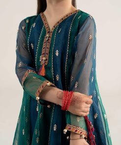 Mariab Kids Teal Embroidered Organza Suit Mbks-Ea2541Tb 11 Mks Ea2541Tealc Imanistudio.com