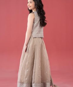 Mariab Kids Simply Taupe Embroidered Raw Silk &Amp; Organza Skirt Suit Mbks-Ef246St 8 Mks Ea2546Cloudymousea Imanistudio.com