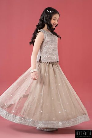Mariab Kids Simply Taupe Embroidered Raw Silk &Amp; Organza Skirt Suit Mbks-Ef246St 7 Mks Ea2546Cloudymousee Imanistudio.com