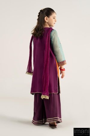 Mariab Kids Purple Embroidered Organza Suit Mbks-Ef2547Pl 14 Mks Ea2547Purplea Imanistudio.com