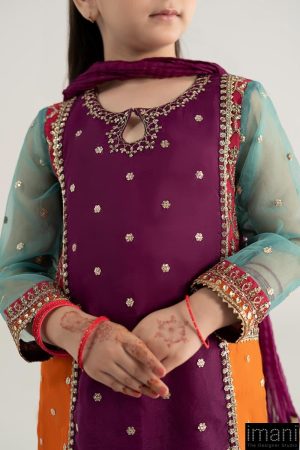 Mariab Kids Purple Embroidered Organza Suit Mbks-Ef2547Pl 11 Mks Ea2547Purpled Imanistudio.com