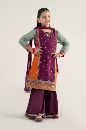 Mariab Kids Purple Embroidered Organza Suit Mbks-Ef2547Pl