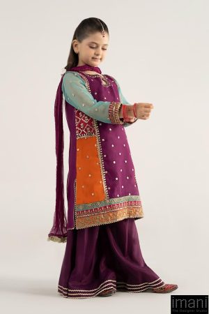 Mariab Kids Purple Embroidered Organza Suit Mbks-Ef2547Pl 9 Mks Ea2547Purplef Imanistudio.com