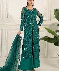 Luxury Formal Green Embroidered Organza Suit MBSF-EF2504GN