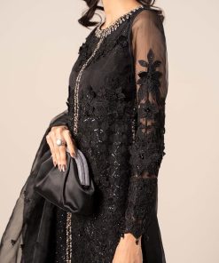 Luxury Formal Black Embroidered Organza Suit Mbsf-Ef2504Bk 20 Sf Ef2504Blackd Imanistudio.com