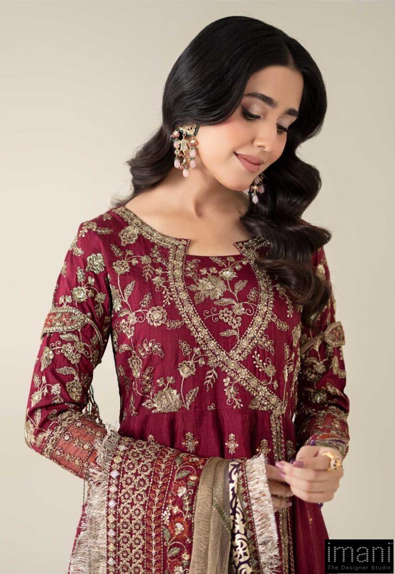 Luxury Formal Magenta Embroidered Raw Silk Suit Mbsf-Ef2527Mg - Image 3