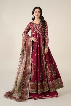 Luxury Formal Magenta Embroidered Raw Silk Suit Mbsf-Ef2527Mg