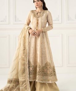 Luxury Formal Beige Embroidered Raw Silk Suit MBSF-EF2532BG