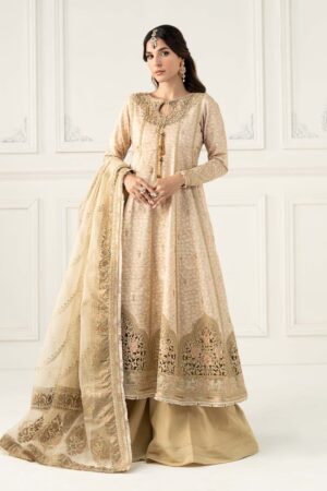 Luxury Formal Beige Embroidered Raw Silk Suit Mbsf-Ef2532Bg