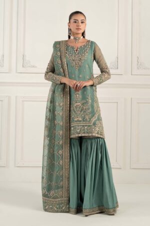 Luxury Formal Ice Blue Embroidered Organza Suit Mbsf-Ef2553Ib