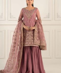 Luxury Formal Lilac Embroidered Organza Suit MBSF-EF2553LC