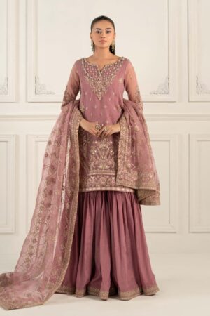 Luxury Formal Lilac Embroidered Organza Suit Mbsf-Ef2553Lc