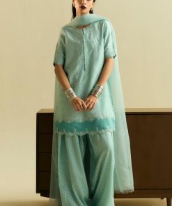 3 Pcs Zara Shahjahan Aqua Breeze Premium Raw Silk Suit ZSZR-F0103AB