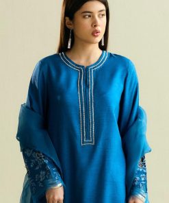 3Pcs Zara Shahjahan Cobalt Blue Premium Raw Silk Suit Zszr-F0213Cb 6 Zr25F0213A Imanistudio.com