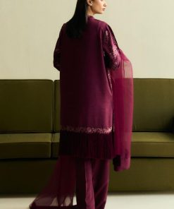 3Pcs Zara Shahjahan Plum Medium Raw Silk Suit Zszr-F0215Pm 6 Zr25F0215B Imanistudio.com