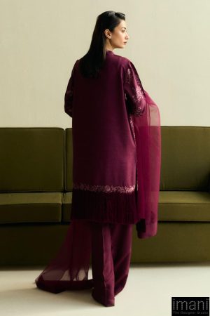 3Pcs Zara Shahjahan Plum Medium Raw Silk Suit Zszr-F0215Pm 6 Zr25F0215B Imanistudio.com