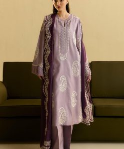 3Pcs Zara Shahjahan Lilac Premium Raw Silk Suit ZSZR-F0218LC