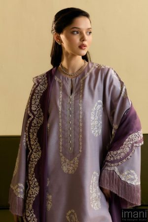 3Pcs Zara Shahjahan Lilac Premium Raw Silk Suit Zszr-F0218Lc 7 Zr25F0218A Imanistudio.com