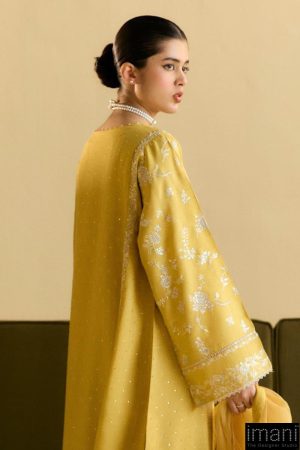 3Pcs Zara Shahjahan Yellow Medium Raw Silk Suit Zszr-F0221Yw 8 Zr25F0221B Imanistudio.com