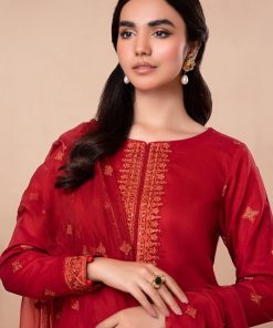3 Pcs Luxury Pret Red Embroidered Cotton Lawn Suit Mbdw-Ea2406Rd 10 Dw Ea2406Redb Imanistudio.com