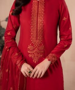 3 Pcs Luxury Pret Red Embroidered Cotton Lawn Suit Mbdw-Ea2406Rd 12 Dw Ea2406Rede Imanistudio.com