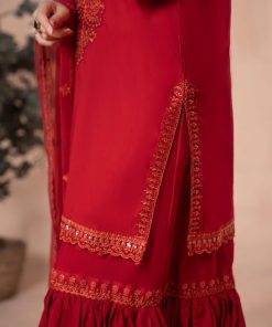 3 Pcs Luxury Pret Red Embroidered Cotton Lawn Suit Mbdw-Ea2406Rd 13 Dw Ea2406Redf Imanistudio.com