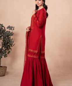 3 Pcs Luxury Pret Red Embroidered Cotton Lawn Suit Mbdw-Ea2406Rd 14 Dw Ea2406Redg Imanistudio.com