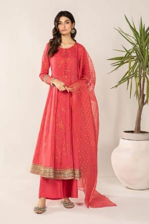 3 Pcs Luxury Pret Carrot Pink Embroidered Jacquard Broshia Suit Mbdw-Ef24120Cp