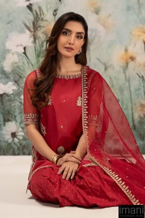 3 Pcs Luxury Pret Red Embroidered Lawn Suit Mbdw-Ef24102Rd 11 Dw Ef25102Redb Imanistudio.com