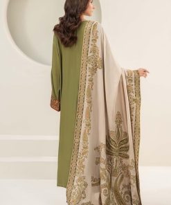 3 Pcs Luxury Olive Green Embroidered Linen Suit Mbdw-W24100Go 14 Dw W24100Greena Imanistudio.com