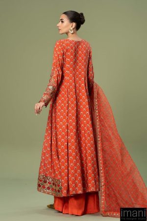 3 Pcs Luxury Pret Orange Printed &Amp; Embroidered Linen Suit Mbdw-W24128Po 10 Dw W24128Orangea Imanistudio.com