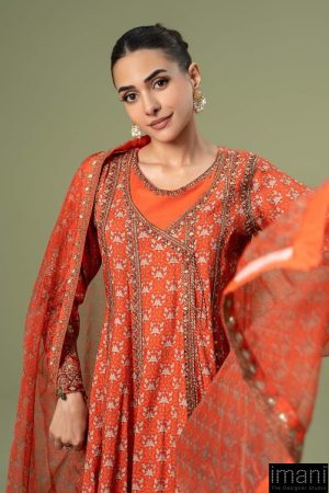 3 Pcs Luxury Pret Orange Printed &Amp; Embroidered Linen Suit Mbdw-W24128Po 8 Dw W24128Orangec Imanistudio.com