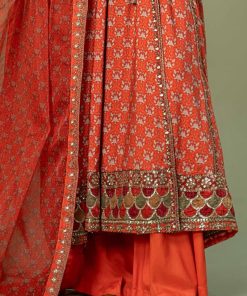 3 Pcs Luxury Pret Orange Printed &Amp; Embroidered Linen Suit Mbdw-W24128Po 9 Dw W24128Oranged Imanistudio.com