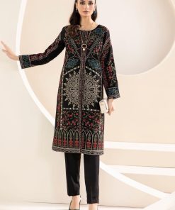 3 Pcs Luxury Pret Black Embroidered Light Khaddar Suit Mbdw-W24157Bk