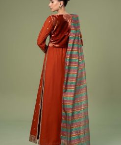 Luxury Pret Rustic Orange Embroidered Linen Suit Mbdw-W2467Ro 11 Dw W2467Mustarda Imanistudio.com