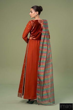 Luxury Pret Rustic Orange Embroidered Linen Suit Mbdw-W2467Ro 11 Dw W2467Mustarda Imanistudio.com