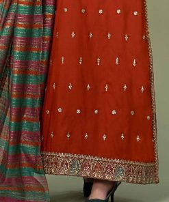 Luxury Pret Rustic Orange Embroidered Linen Suit Mbdw-W2467Ro 9 Dw W2467Mustardc Imanistudio.com