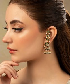 Phool Jhumka Green Enamel Earrings Fashion Jewellery Imjer-Ef2509R1G 6 Jer Ef25 09Green Enameld Imanistudio.com