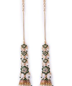 Phool Jhumka Green Enamel Earrings Fashion Jewellery Imjer-Ef2509R1G 5 Jer Ef25 09Greenenamel Imanistudio.com