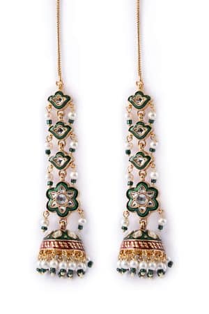 Phool Jhumka Green Enamel Earrings Fashion Jewellery IMJER-EF2509R1G