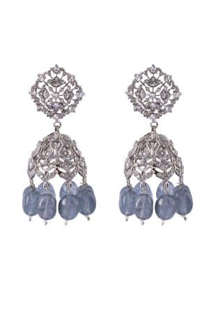 Silver Sparkle Greym Jhumka Earrings Fashion Jewellery IMJER-EF2513SG