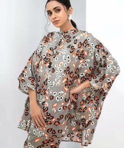 2 Pcs Grey Printed Arabic Lawn Co-Ord Set Mb-Ef24180Gp 18 Mb Ef 24180Greyb Imanistudio.com